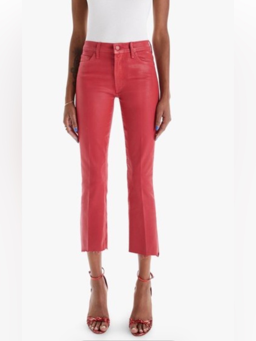 Mother the insider crop step fray in new year’s red